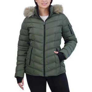 Nautica‎ Ladies' Puffer with Faux Fur Hood